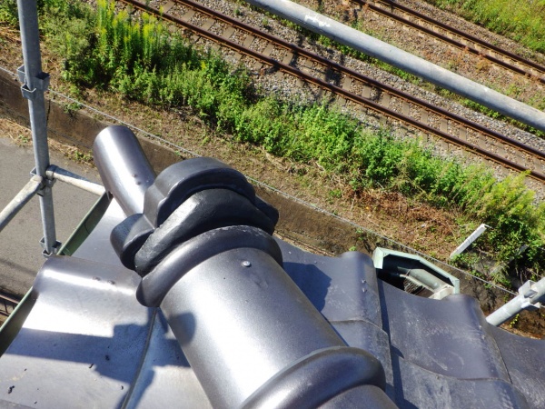 鬼首の漆喰巻き終了です