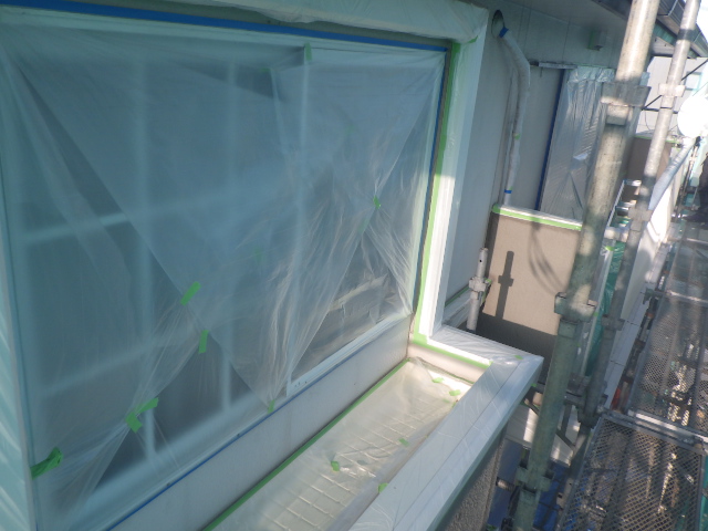 フラワーボックスの養生終了です