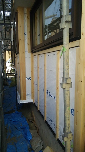 外壁張替工事、下地造り