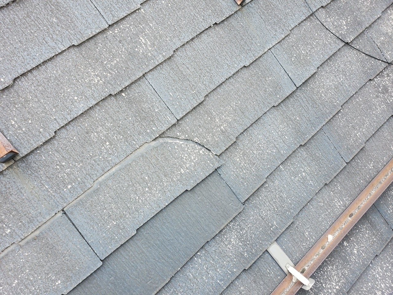 スレート瓦屋根から葺き替え検討　現地調査