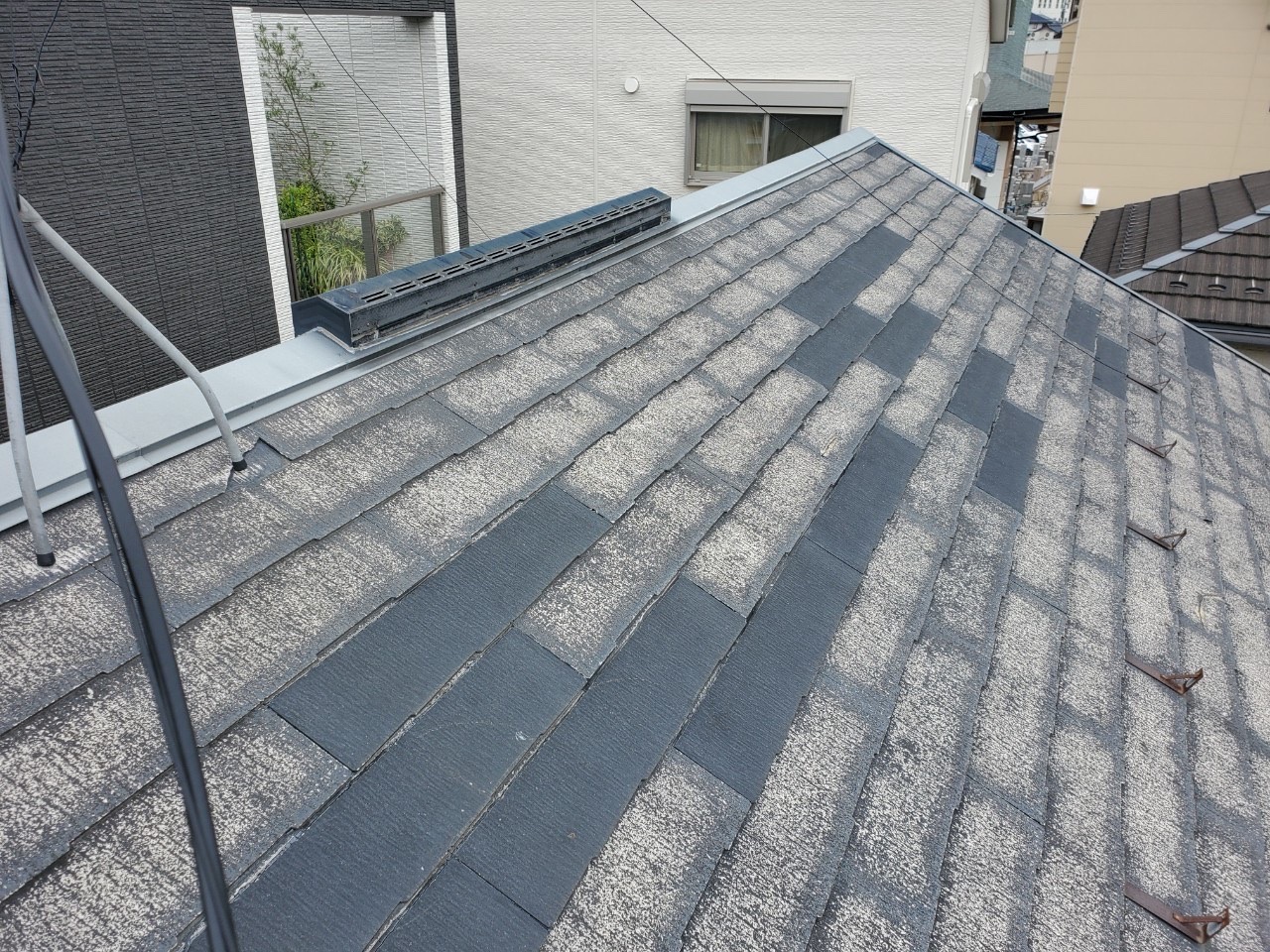 スレート瓦屋根から葺き替え検討　現地調査