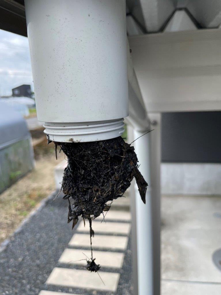 雨樋の詰まり　軒樋清掃