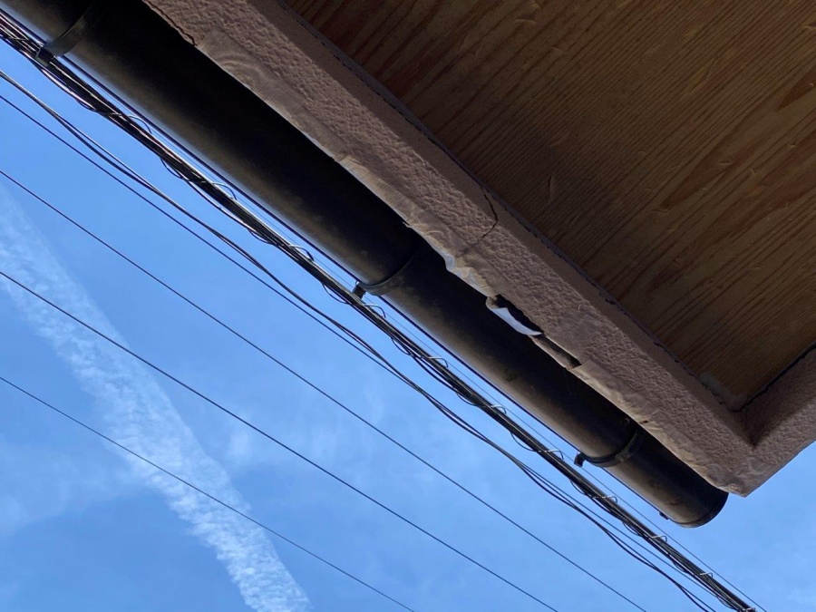 モルタル撤去後板金巻き工事