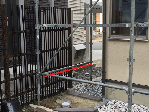 雨樋修繕、仮設足場設置