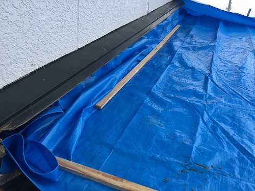 屋根葺き替え工事、屋根養生