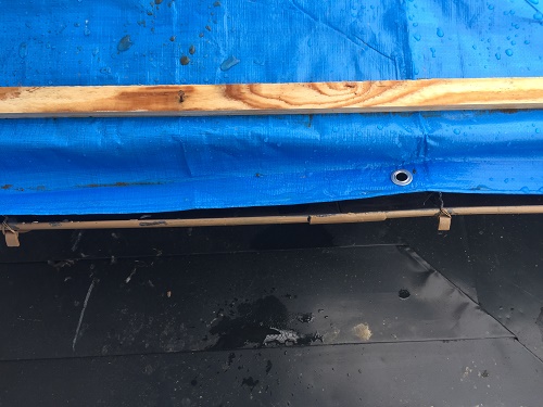 屋根葺き替え工事、屋根養生