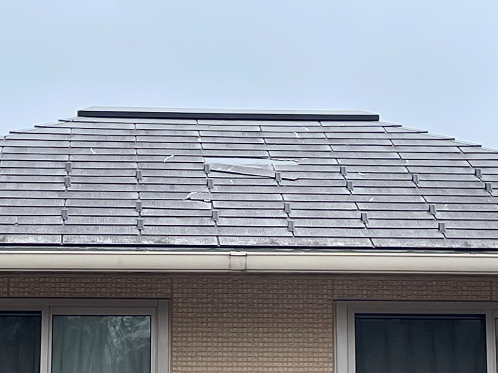 スレート材落下　現地調査