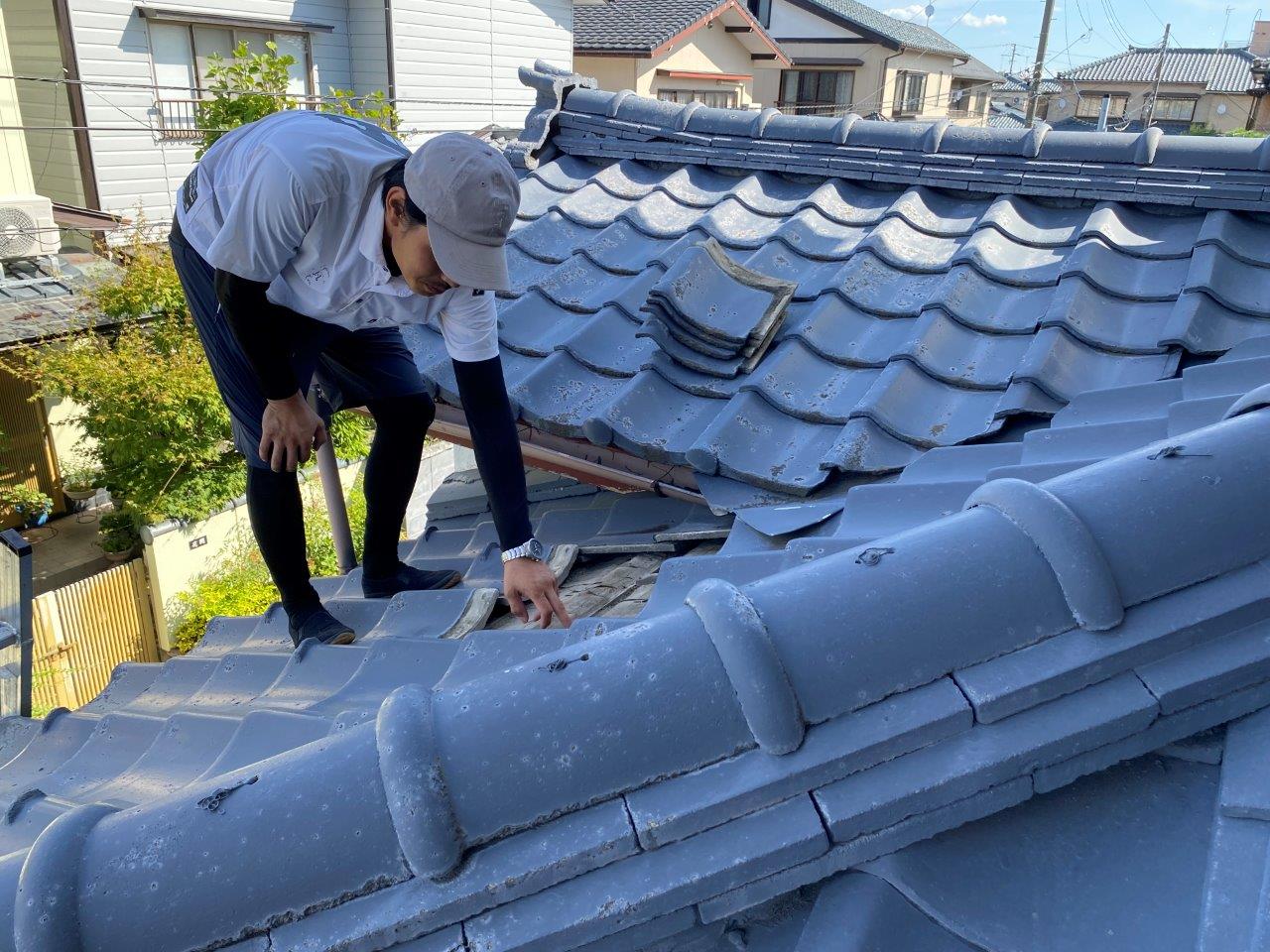 築48年瓦屋根雨漏れ　現地調査