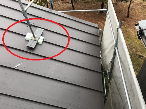 田上　足場　屋根葺き替え　養生