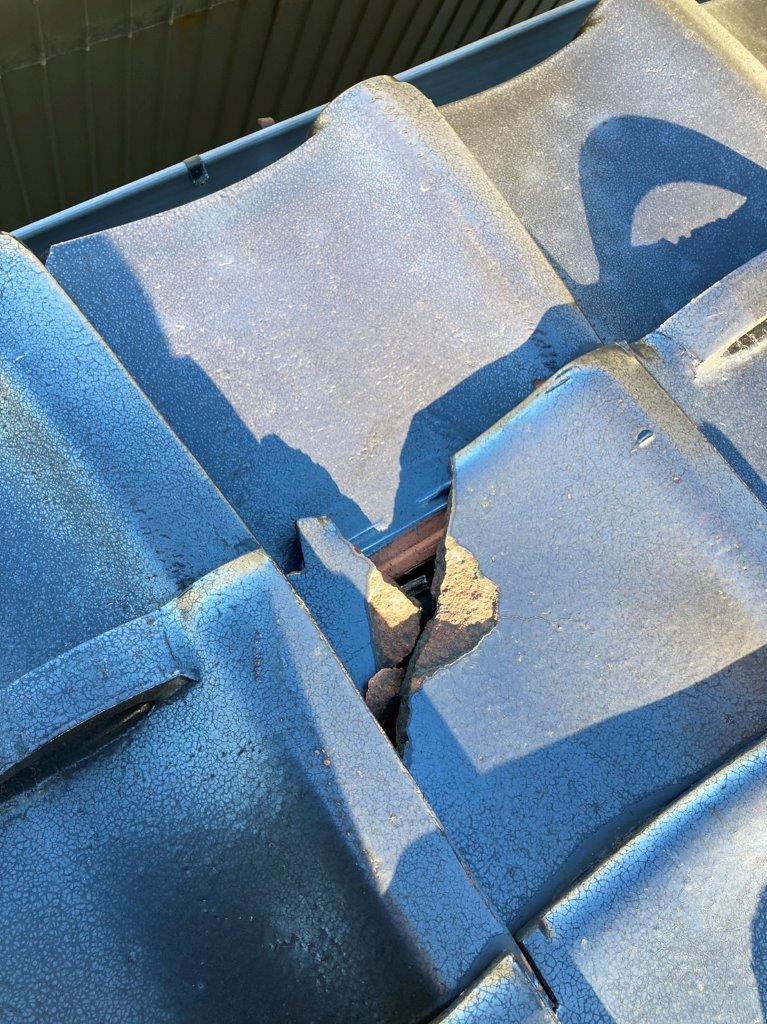 瓦の割れ　雨漏れ　現地調査