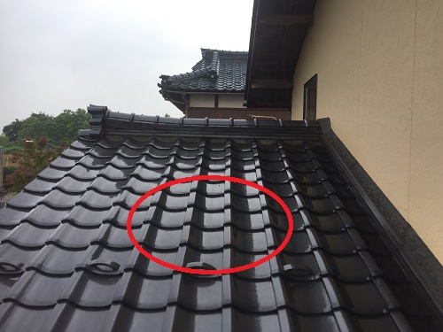 雨漏れ現調　雨漏れ箇所　瓦屋根