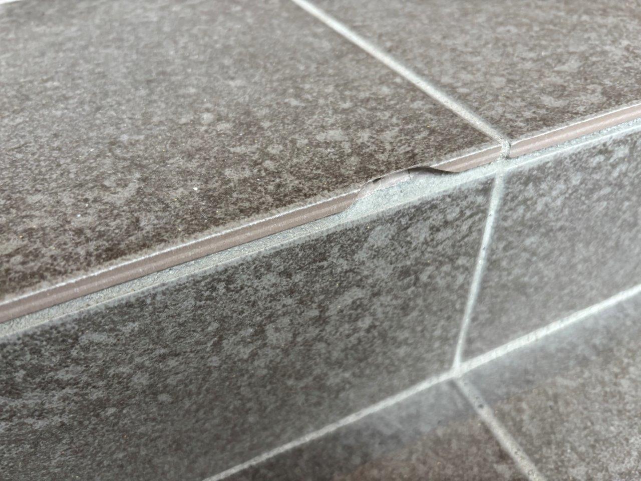 玄関階段のタイル破損　現地調査