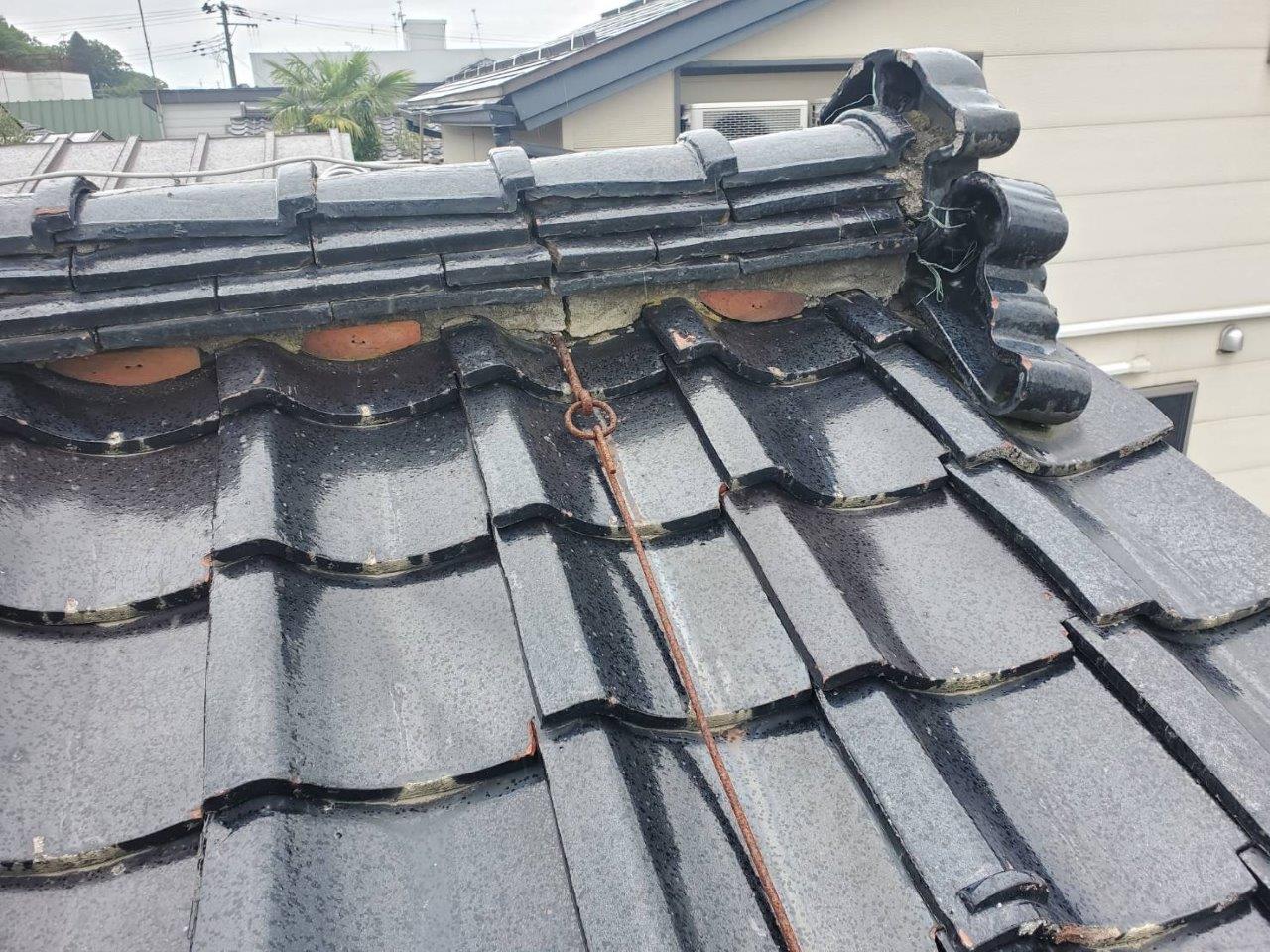 築40年瓦屋根にて雨漏れ　現地調査