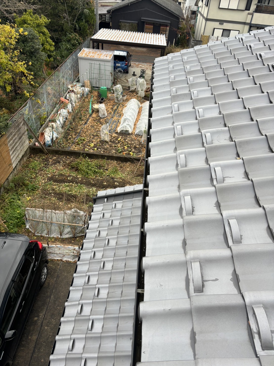 軒樋清掃・落葉ネット設置工事