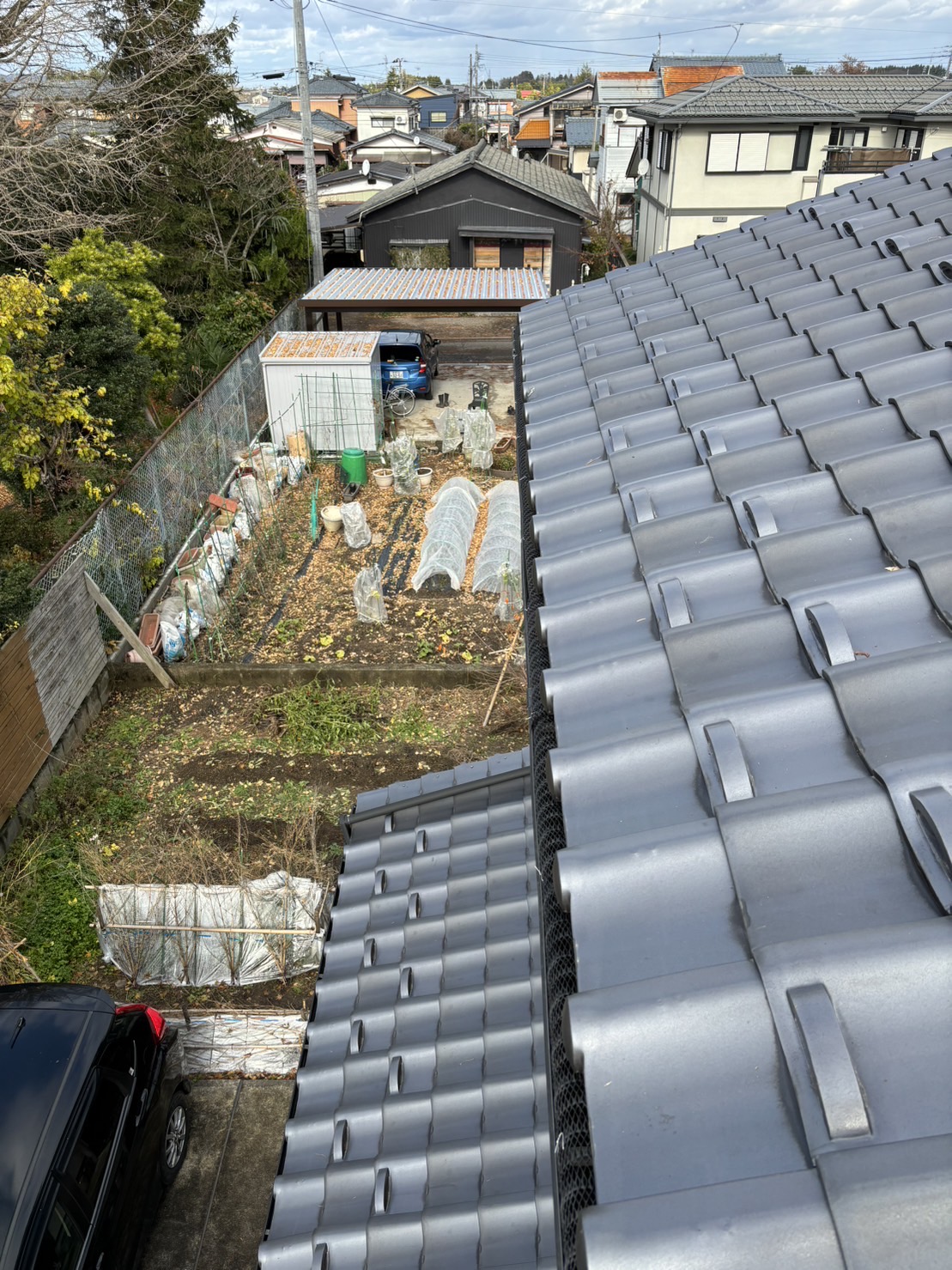 軒樋清掃・落葉ネット設置工事