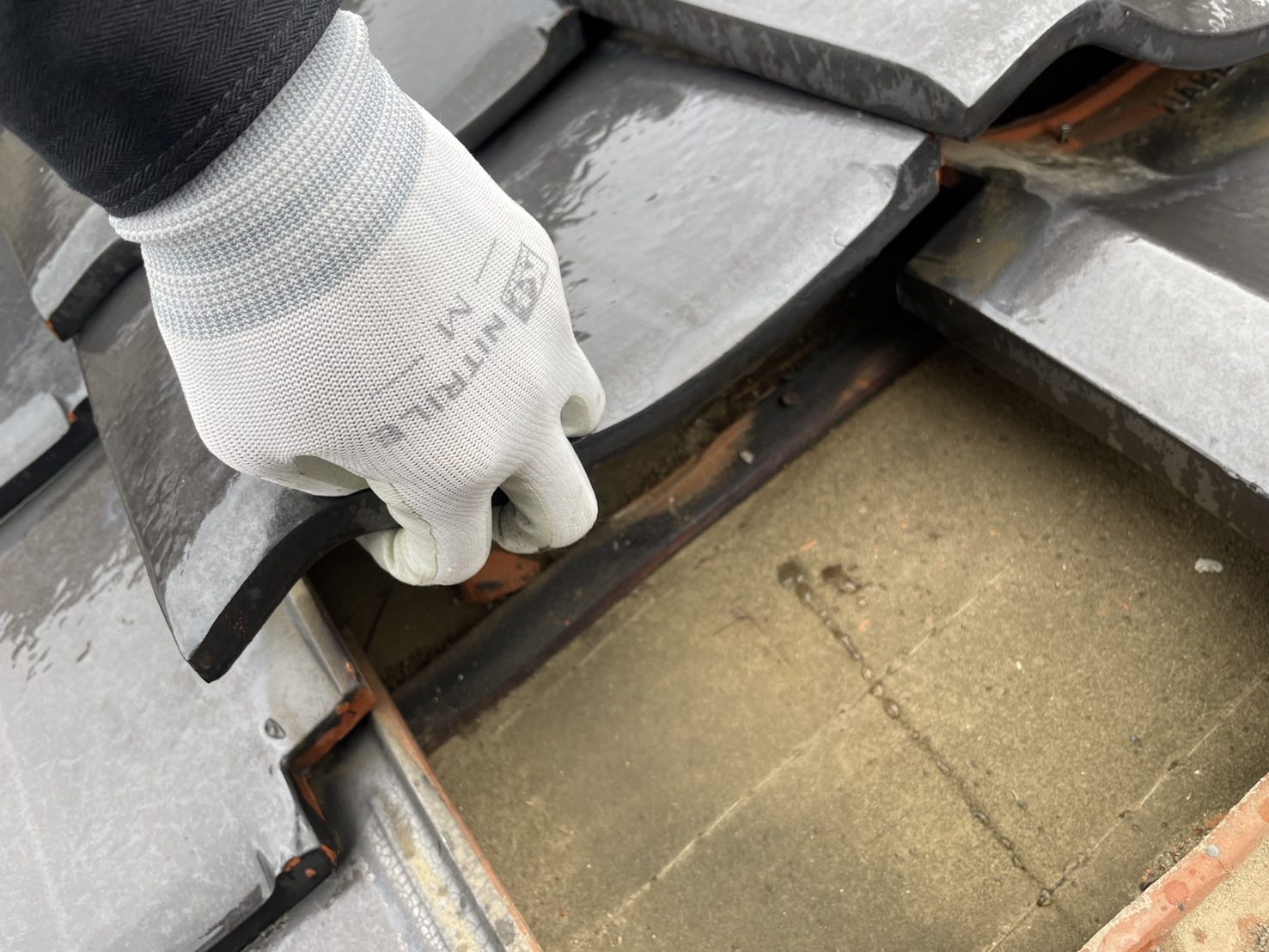 谷板金付近から雨漏れ