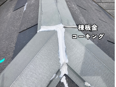 大和郡山市で棟板金へコーキング施工