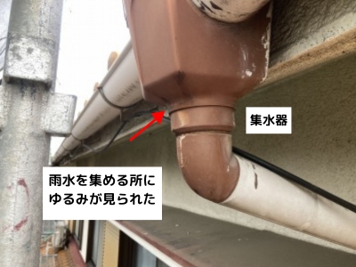 生駒市樋の集水器にゆるみがある