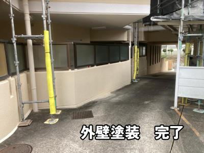 奈良市マンション外壁塗装と雨樋塗装完了