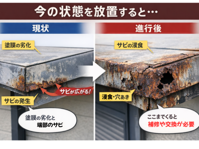 橿原市の鉄製庇に見られる塗り替え判断ポイント