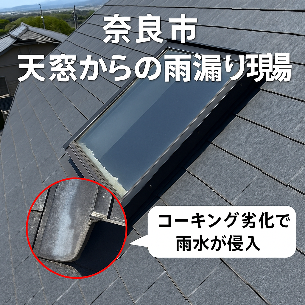 奈良市天窓からの雨漏り現場