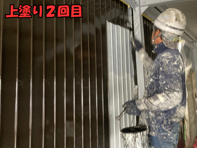 橿原市 トタン壁塗装工事 上塗り2回目