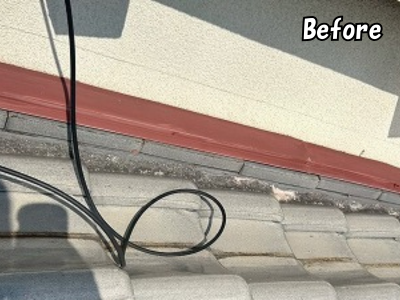 水切りの壁際漆喰劣化