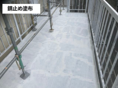 香芝市工場階段通路錆止め塗布