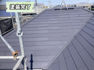 大和郡山市スレート屋根差し替え後塗装完了