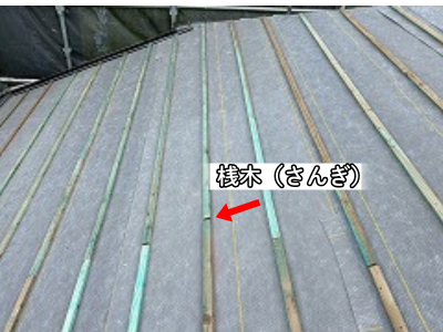 大和郡山市の屋根葺き替え工事で桟木を施工