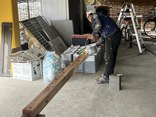 大和郡山市 玄関柱を防腐処理して施工