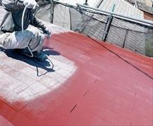 屋根上塗り1回目