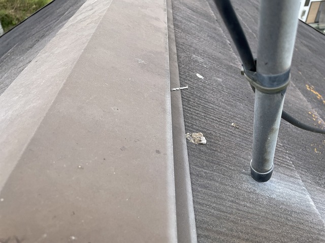棟板金　釘浮き