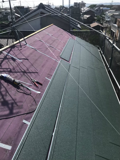 ガルバ鋼板　貼付け