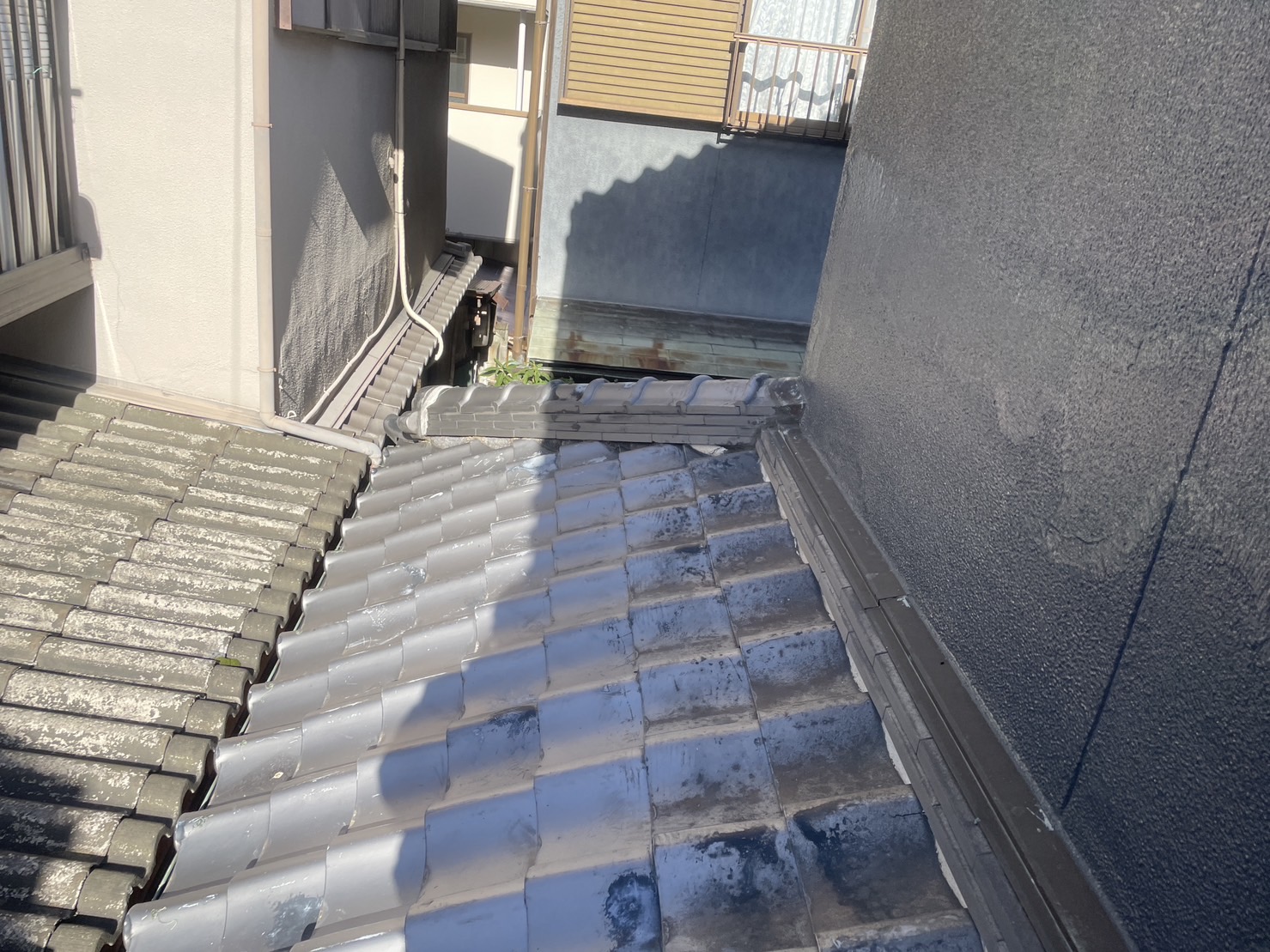外壁の補修跡