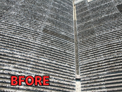 奈良市工場スレート屋根オーバーフローで雨漏り