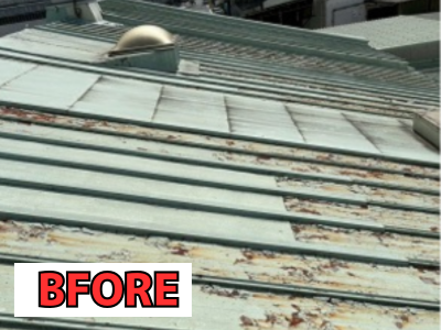 奈良市工場瓦棒屋根カバー工法前