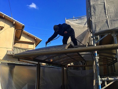 カーポート上　洗浄