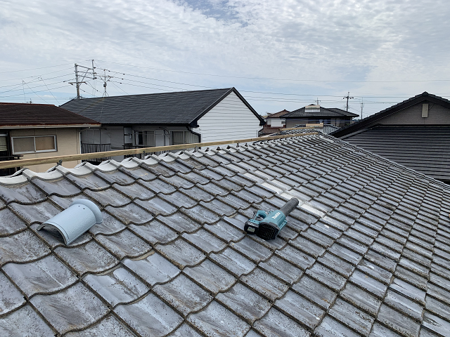セメント瓦　葺き直し　棟取り直し