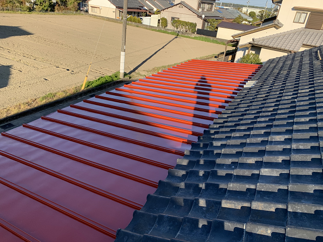 長尺屋根　塗装　瓦棒