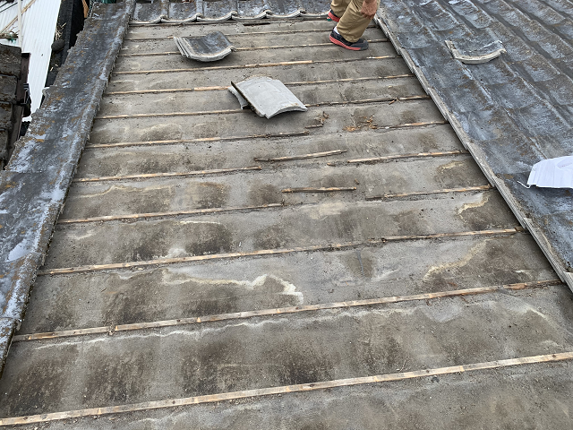 部分葺き戻し　セメント瓦