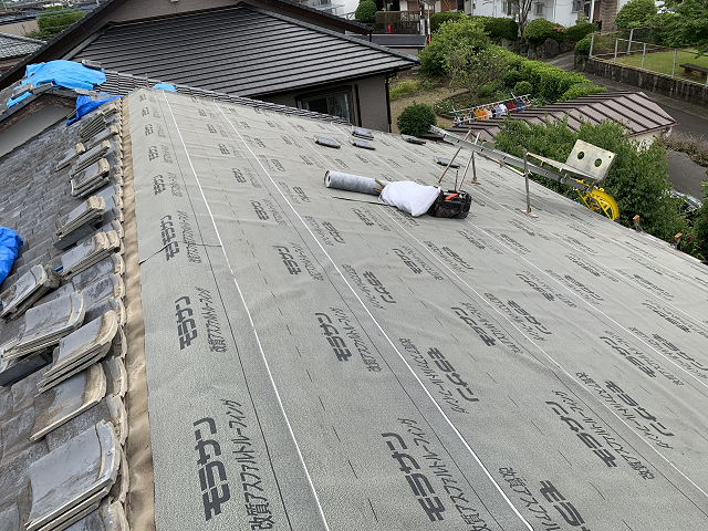 セメント瓦　葺き直し　棟取り直し