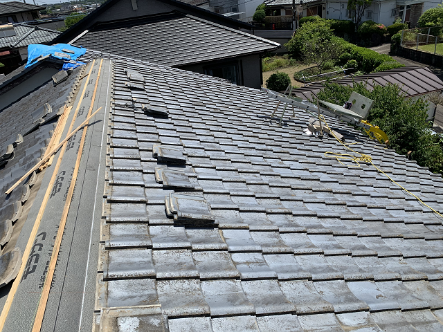 セメント瓦　葺き直し　棟取り直し
