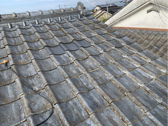 部分葺き戻し　セメント瓦