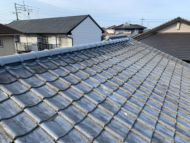 セメント瓦　葺き直し　棟取り直し