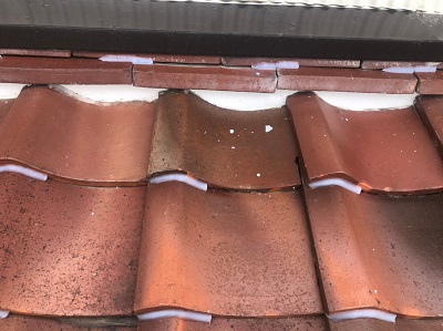 面戸の漆喰の詰め直しをした状態