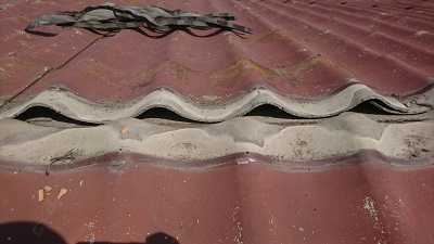 一度棟を撤去した屋根（アップ）