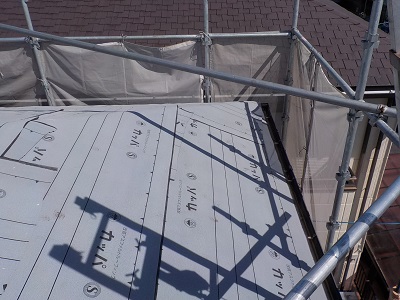 防水シートの施工完了の様子