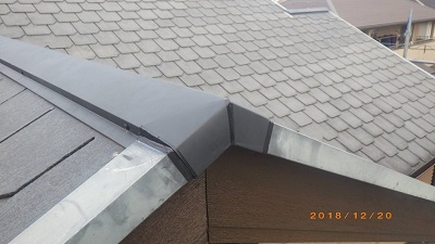 台風被害による板金飛散の工事完工の様子