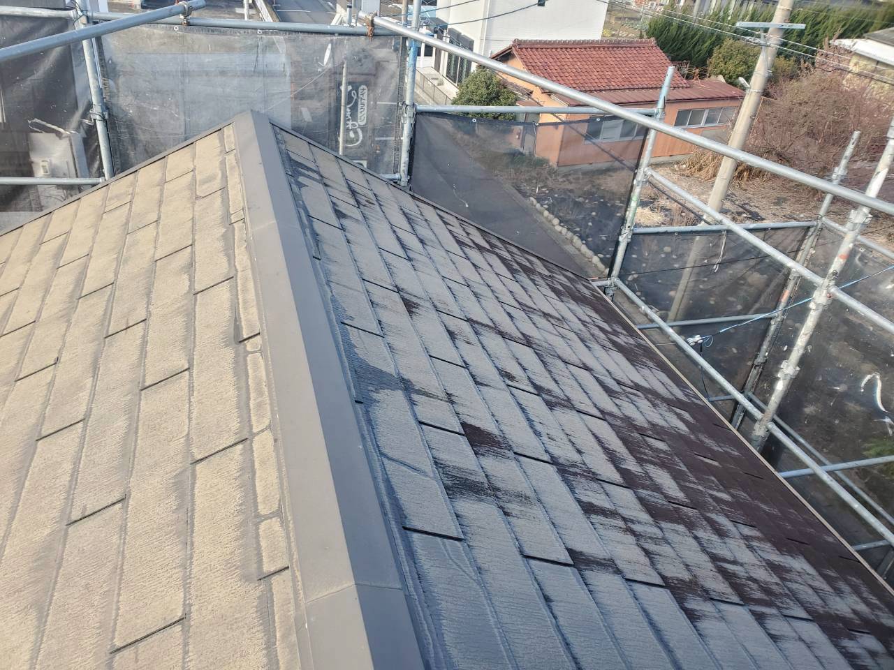 屋根葺き替え　施工中